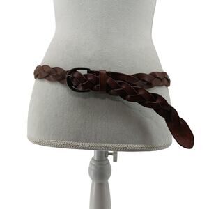 Hollister Brown Leather Belt Y2K 90s Casual Braided Size M/L